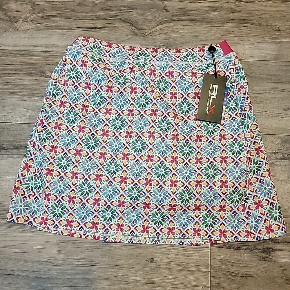 RLX RALPH LAUREN Golf Skort Pleated Back Tile Print RLX w/pockets XS NEW $148